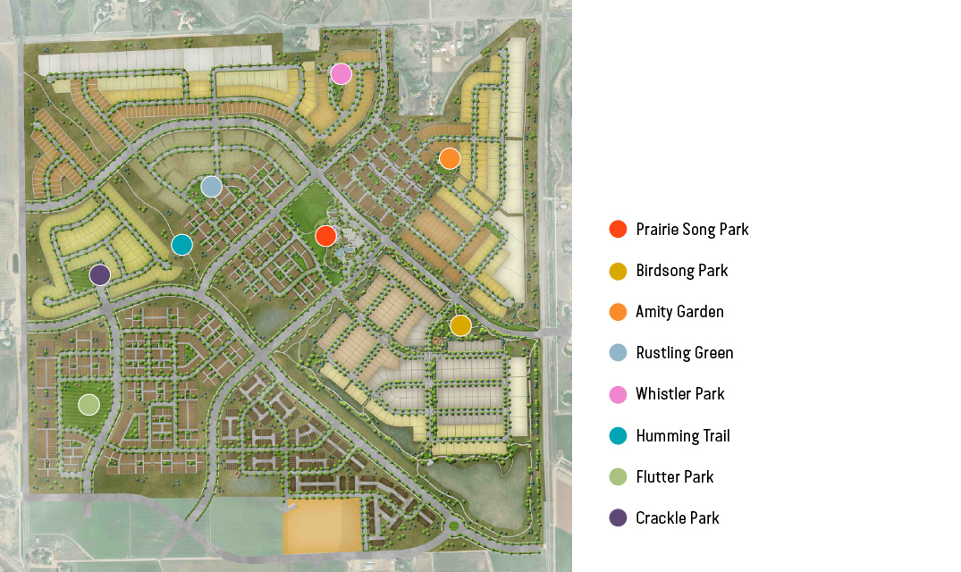 Site plan of Prairie Song new homes community in Windsor, CO.